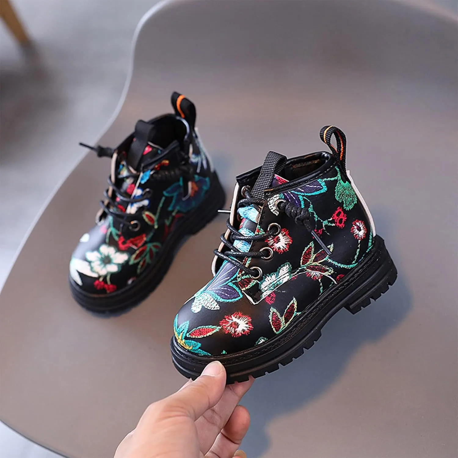 Fashion Autumn and Winter Children Boots Boys and Girls Ankle Boots Thick Non Slip Flowers Snow Boots Girls Size 13