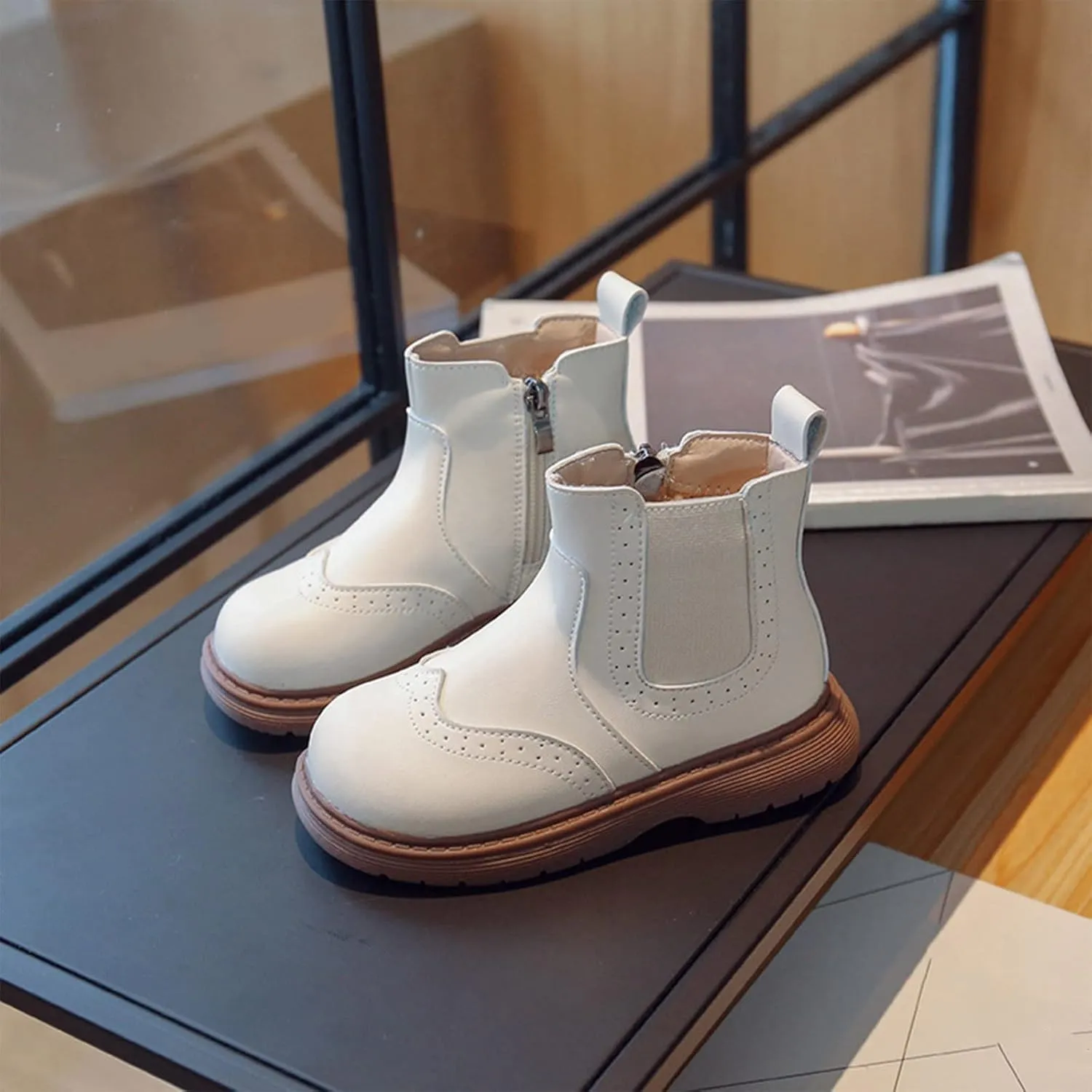 Fashion Autumn and Winter Children Boots Boys and Girls Ankle Boots Thick Soles Non Slip Side Zippers Kids Boots Heel