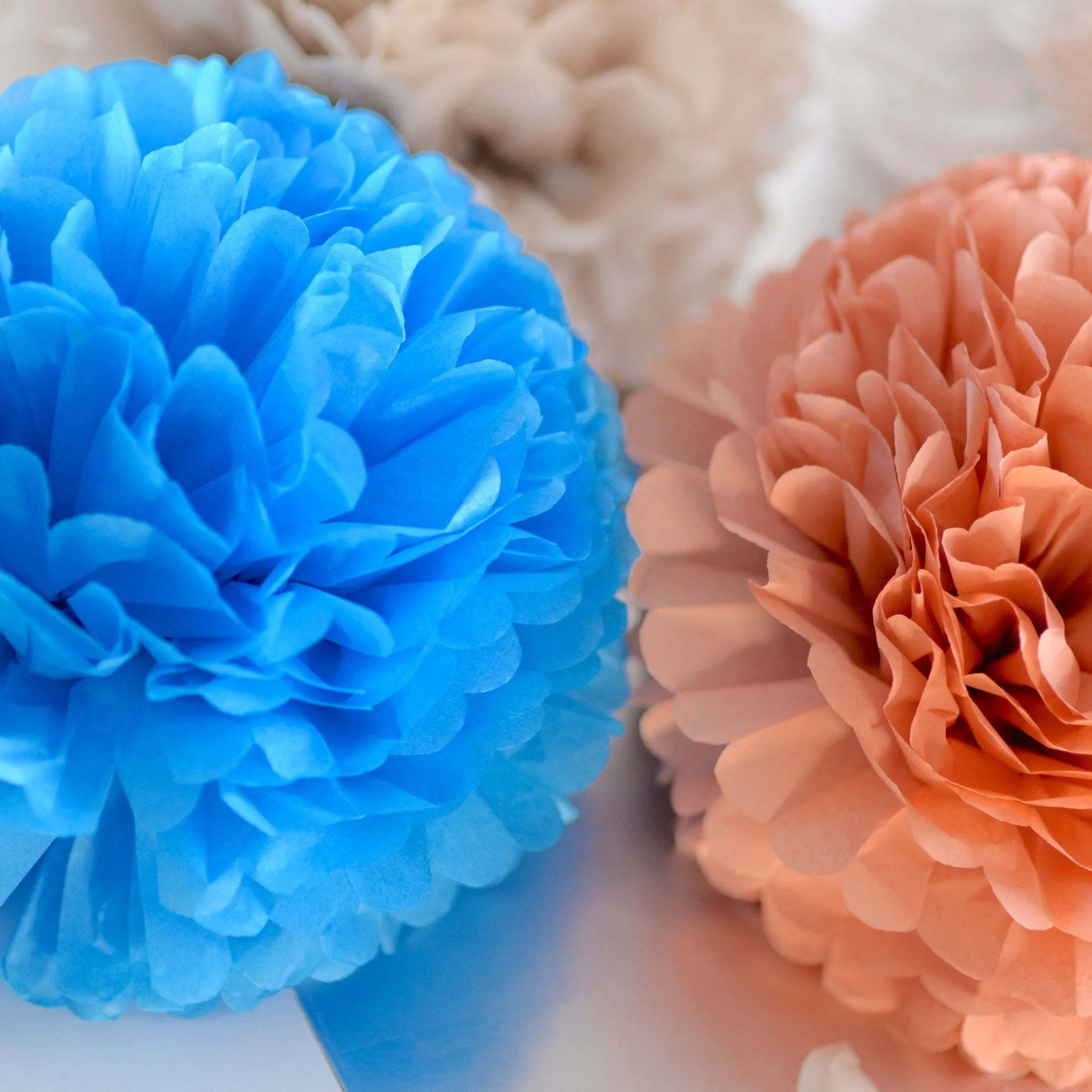 Fiesta blue tissue paper pom pom