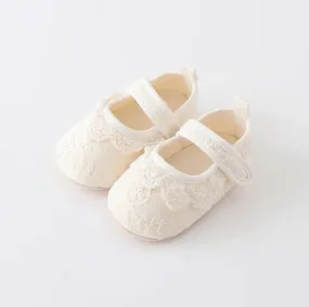 Flats Ruffle Lace Princess Dress socks Shoes -Ivory