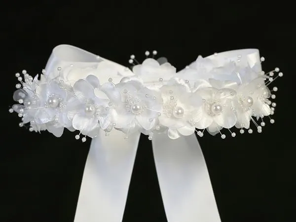 Flower & Pearl Headpiece with Bow - T-3