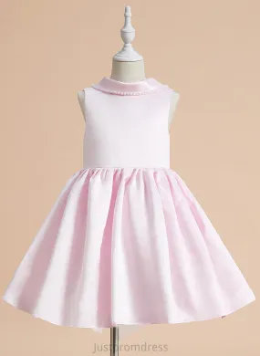 Flower Girl Dresses With - Beading/Bow(s) Dress Taniya Girl Knee-length Scoop A-Line Satin Flower Sleeveless Neck