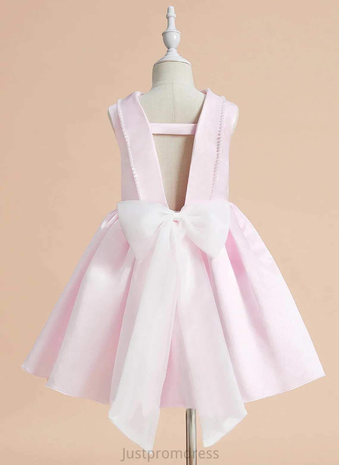 Flower Girl Dresses With - Beading/Bow(s) Dress Taniya Girl Knee-length Scoop A-Line Satin Flower Sleeveless Neck
