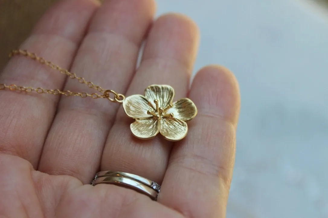 Flower Girl Necklace, Flower Girl Gift, Flower Girl Proposal, Gold Flower Necklace, Silver Flower Necklace, Nature Lover Gift, Botanical