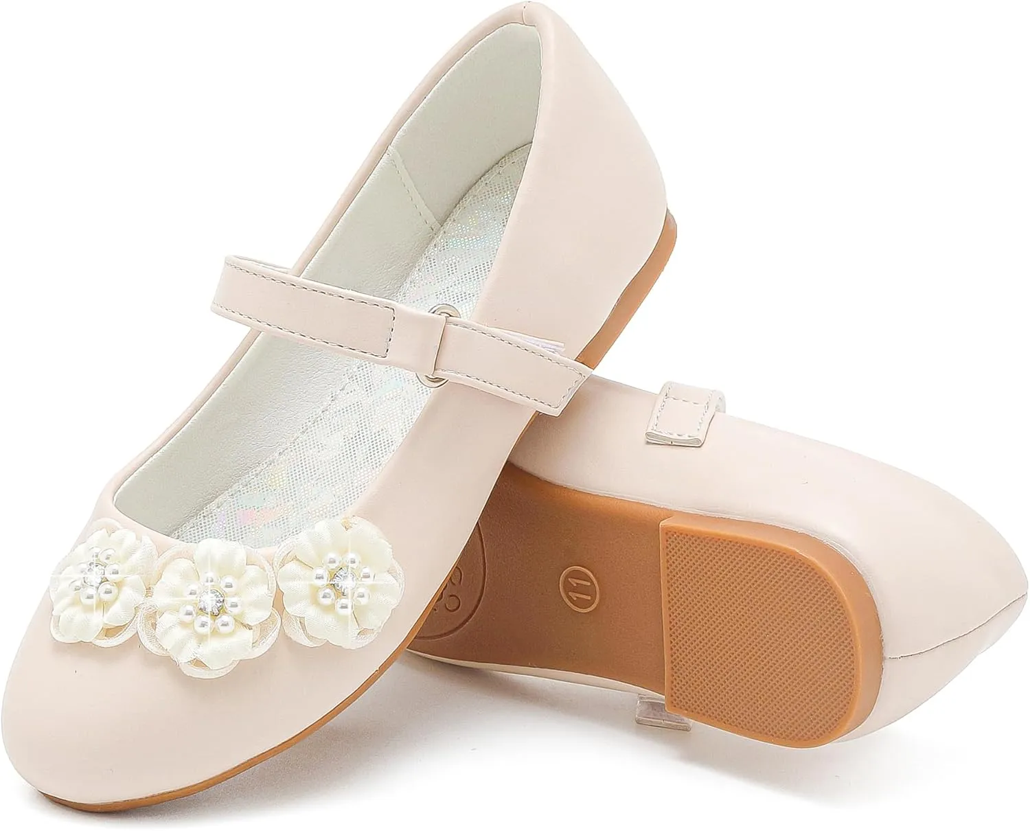 Flower Girl Shoes Dress Shoes Toddler Girls Flats Low Heel Princess Wedding Shoes for Little Big Kids