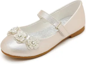 Flower Girl Shoes Dress Shoes Toddler Girls Flats Low Heel Princess Wedding Shoes for Little Big Kids
