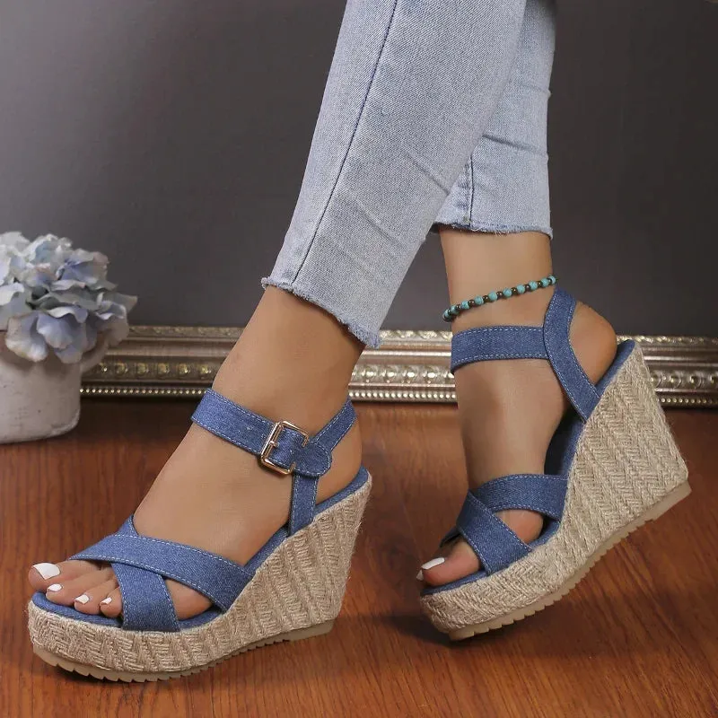 Funki Buys | Shoes | Women's Open Toe High Wedge Sandals