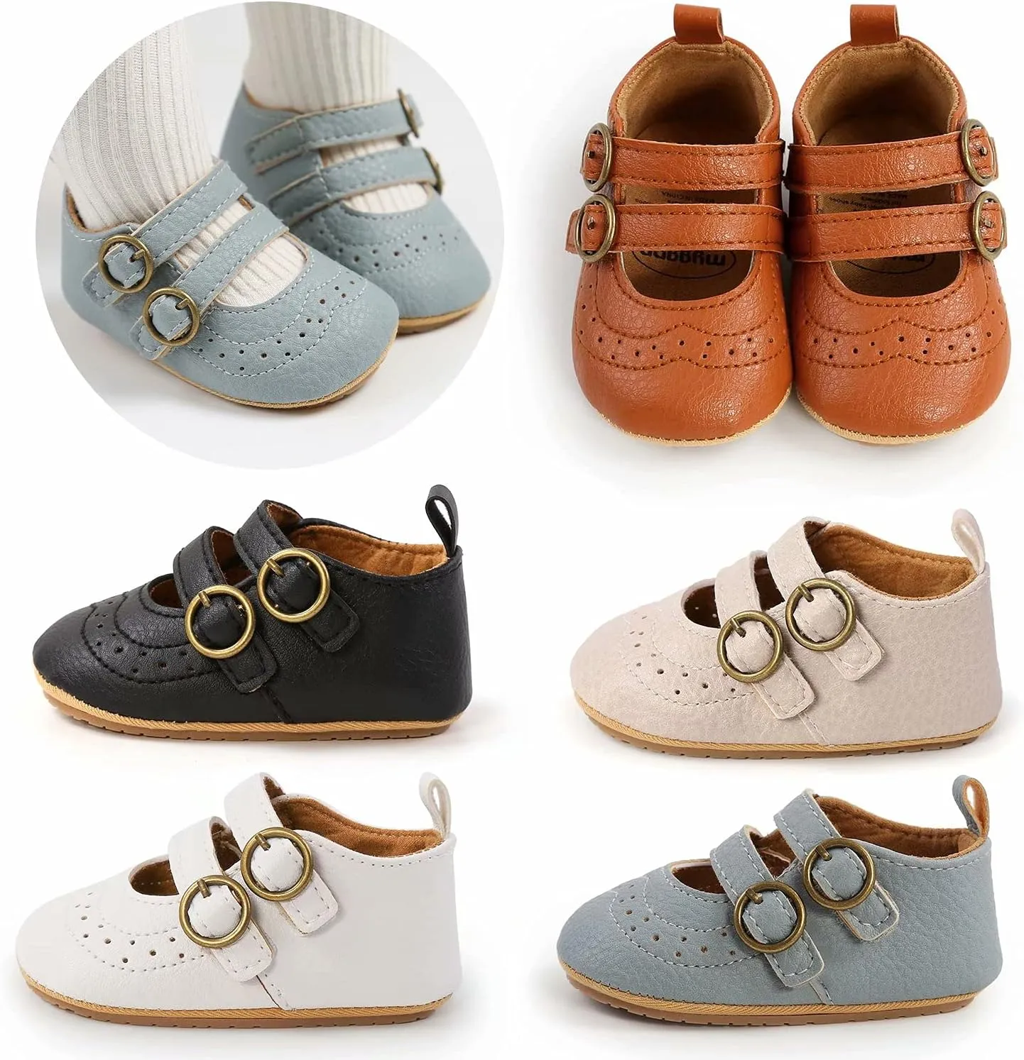 GAISUMMI Baby Girls Mary Jane Flats Shoes with Non-Slip Soft Rubber Sole Toddler First Walkers Princess Dress Shoes