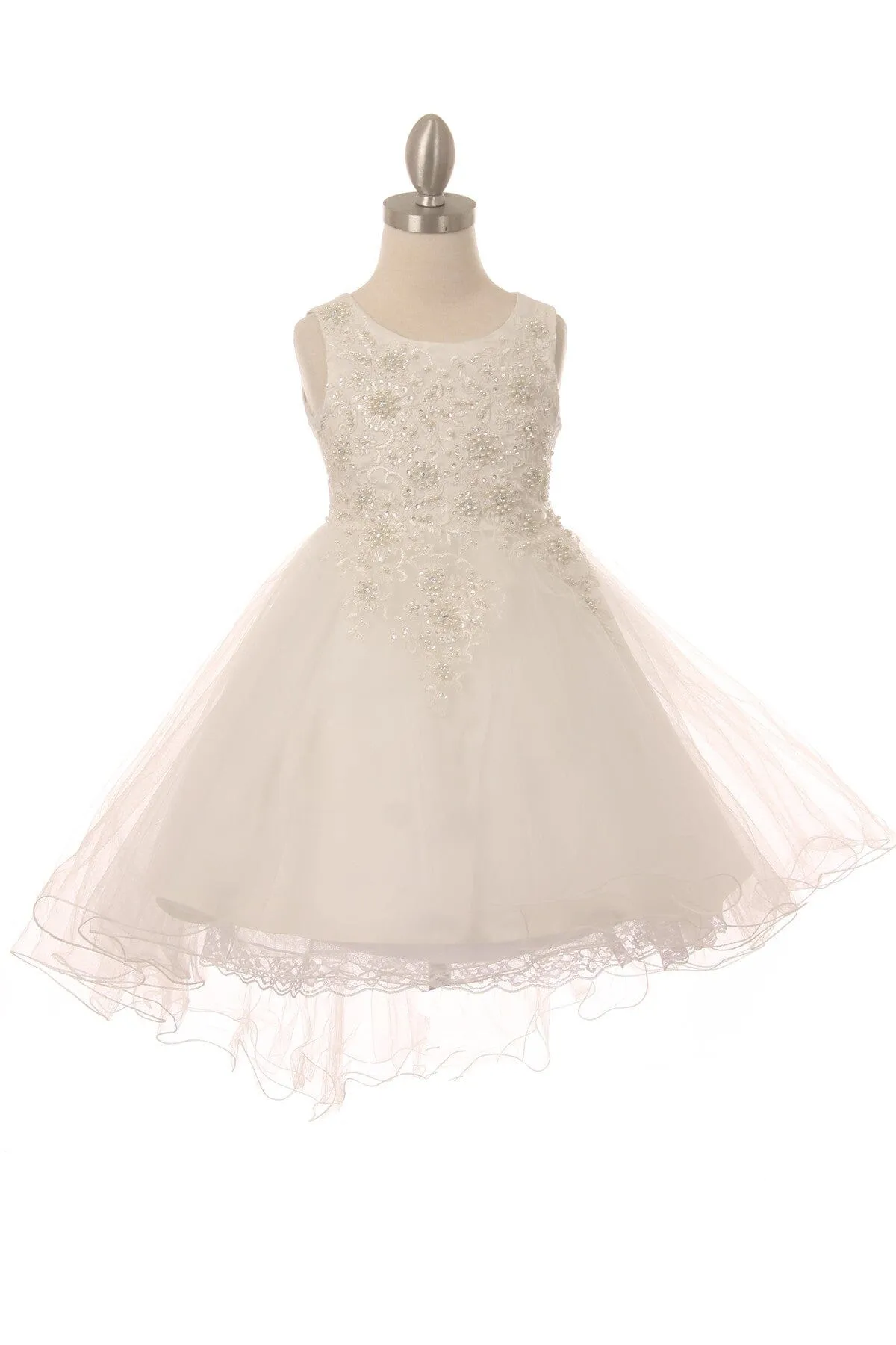 Girls Beaded High Low Tulle Dress by Cinderella Couture 9086