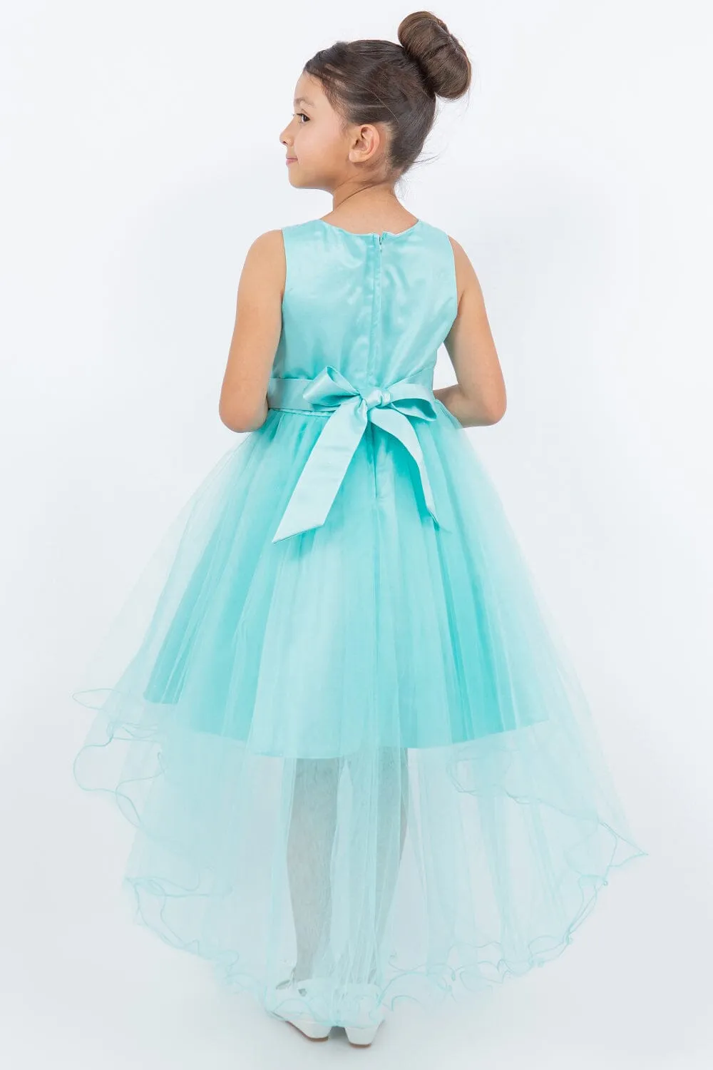 Girls Beaded High Low Tulle Dress by Cinderella Couture 9086