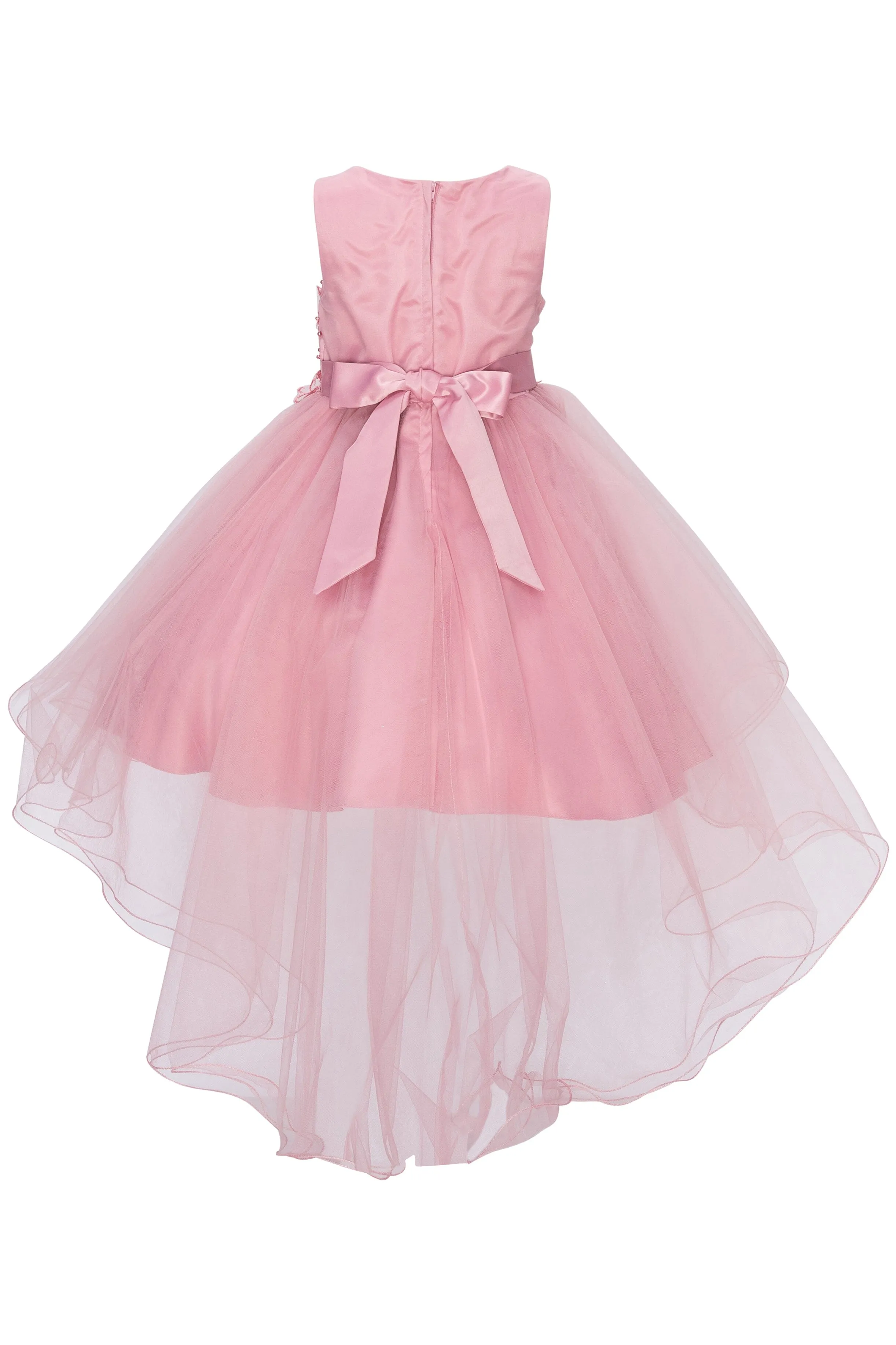 Girls Beaded High Low Tulle Dress by Cinderella Couture 9086