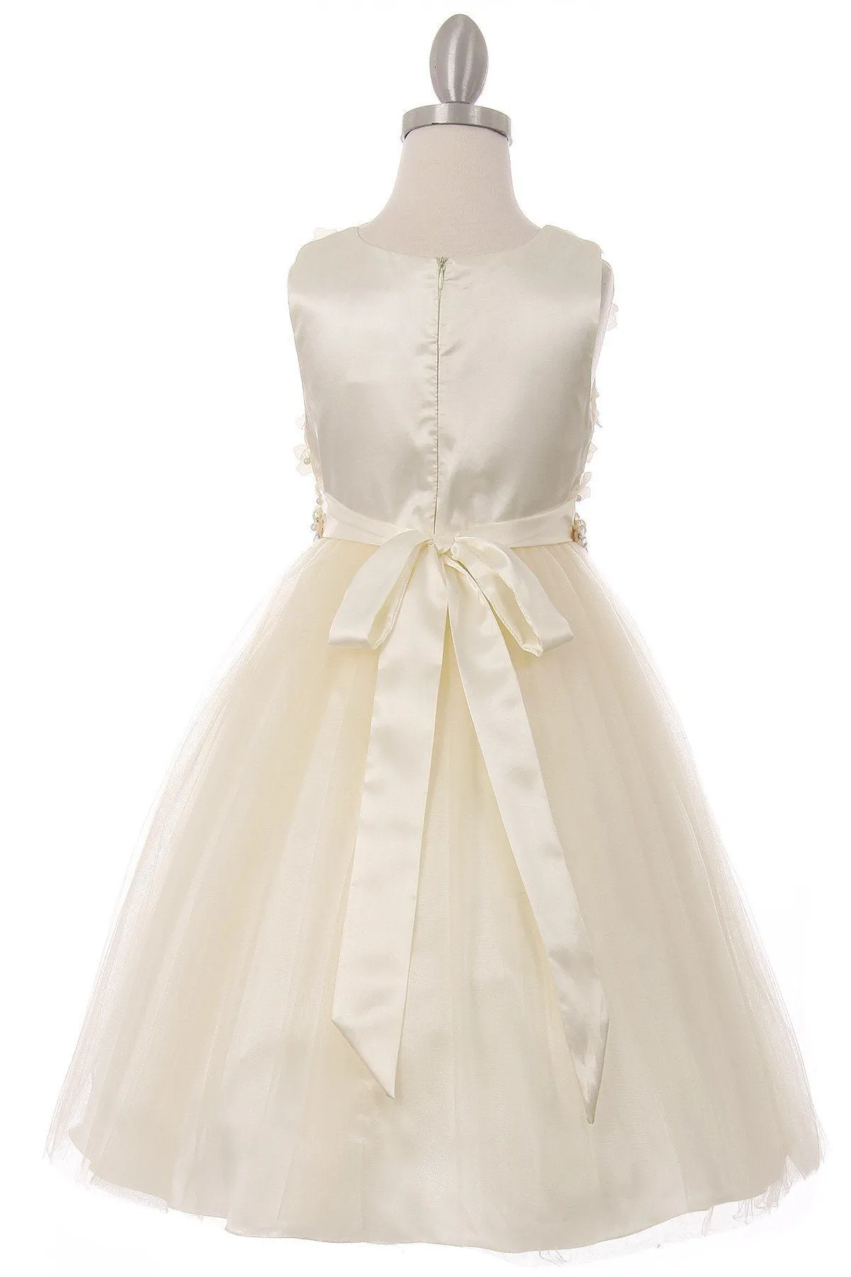 Girls Short Tulle Dress with 3D Flowers by Cinderella Couture 5059
