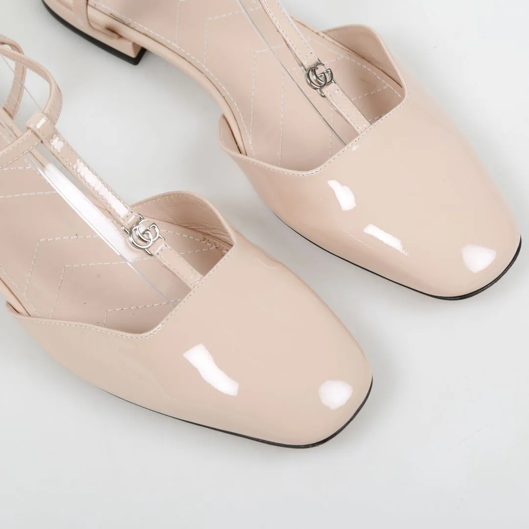 Gucci Patent Leather GG Slingback Flats Size 37
