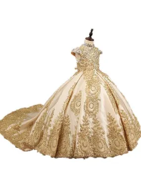 Hail The Queen Satin Lace Beaded Ball Special Occasion Dress