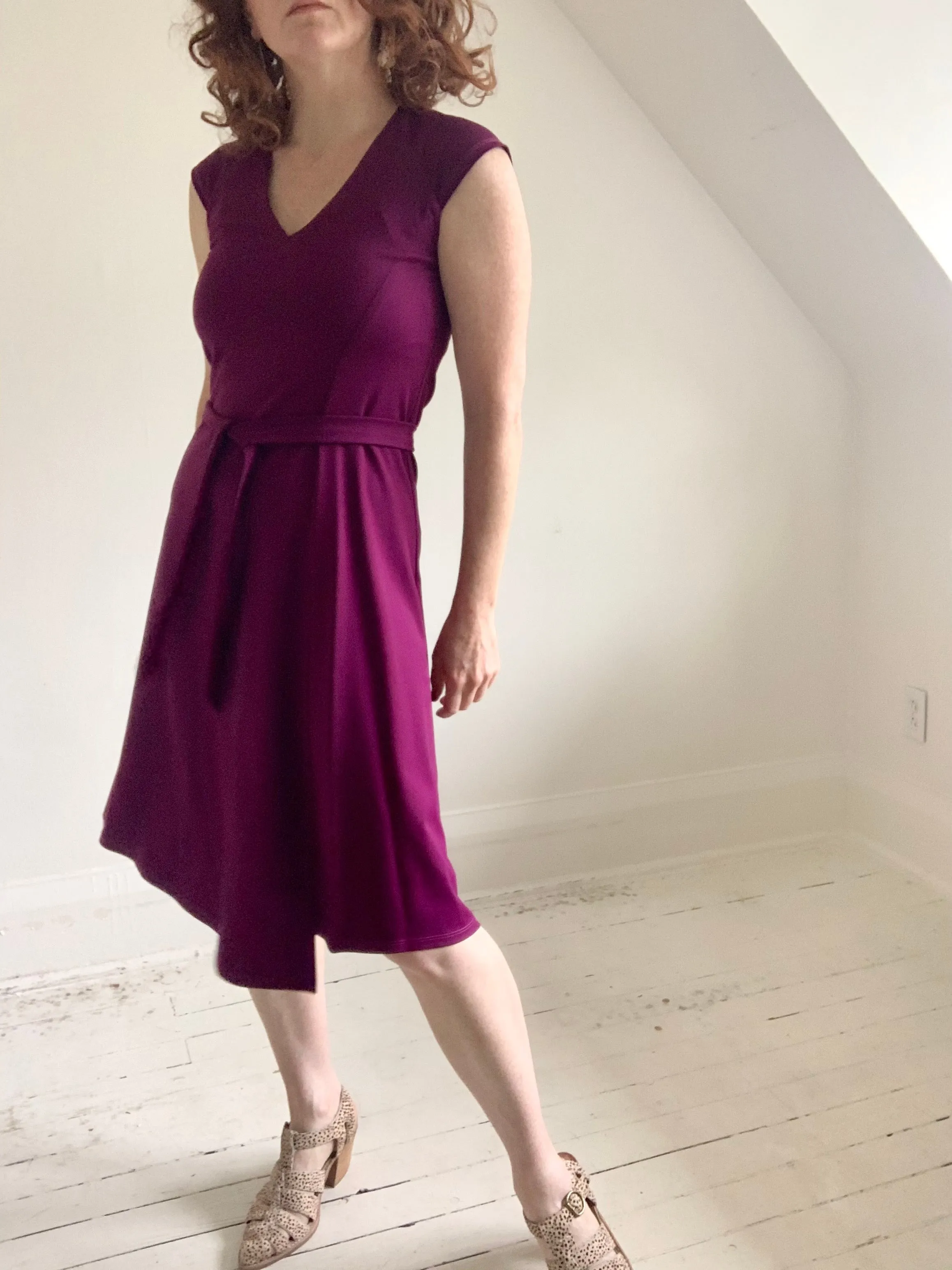 Jolie Jersey Dress with Inset Silver Circles ~ Orchid Size XS/S #JOL2