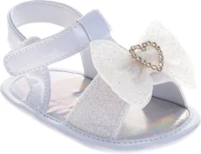 Josmo Baby Girl Sandals Summer Crib Sandals Bowknot Soft Sole Infant Girls Princess Dress Flats First Walker Shoes Size 2-4 Infant
