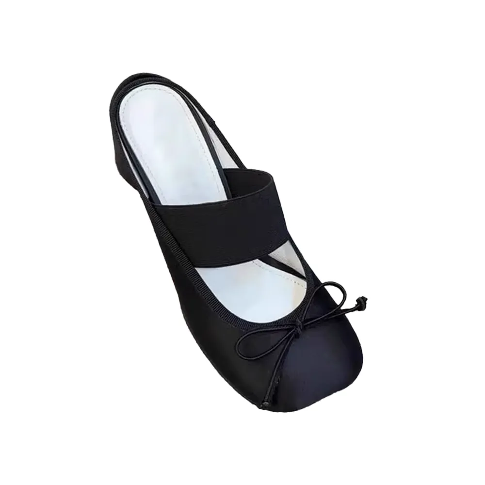 KUVIL Bow Embellished Block Heel Mules Sandals