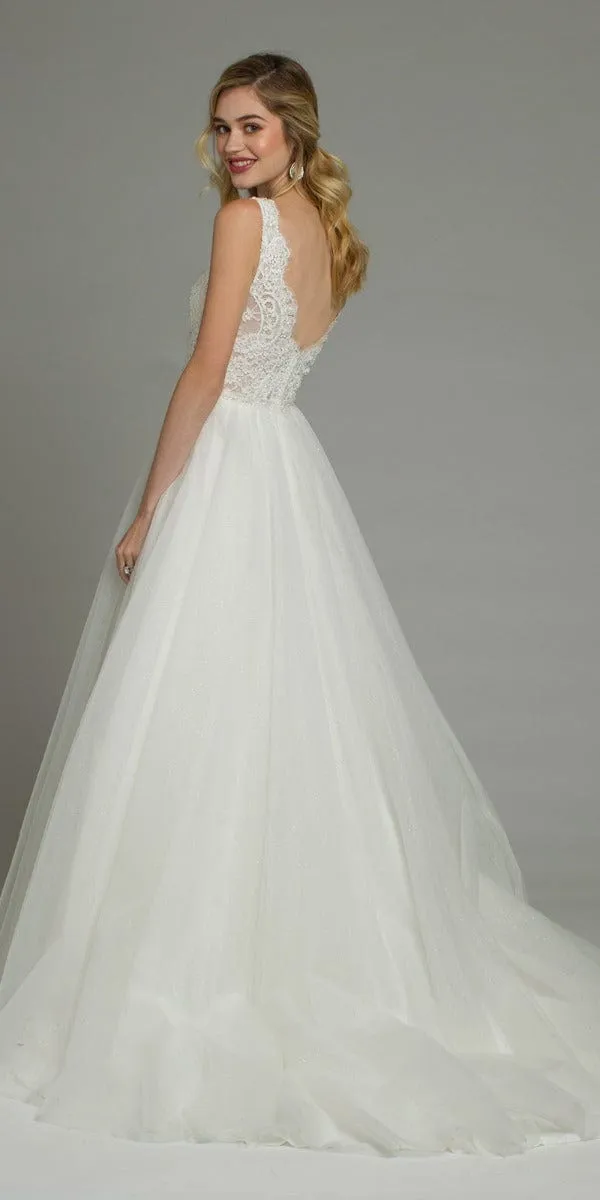 Lace Plunge Beaded Waist Sparkle Dress