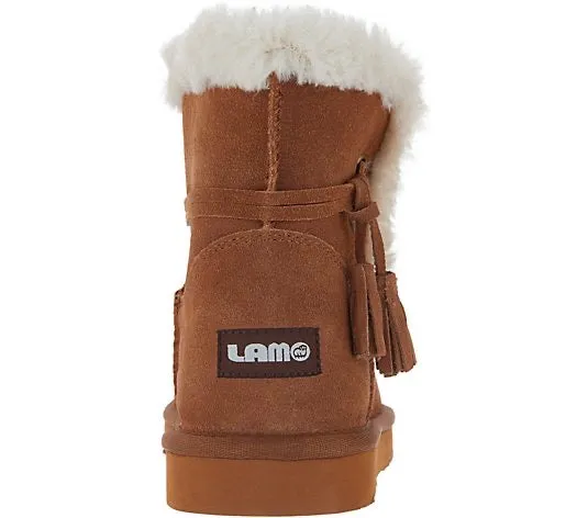 Lamo Water & Stain Resistant Suede Tassel Ankle Boots, Thalia, Size 5