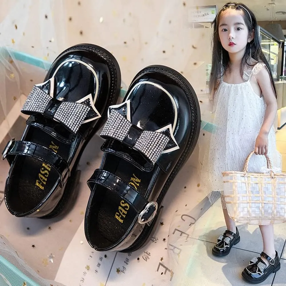Little Girls Mary Jane Shoes Black White Party School Uniform Shoes for Girls Leather Princess Flower Dress Flats Shoes Toddler/Little Kid/Big Kid