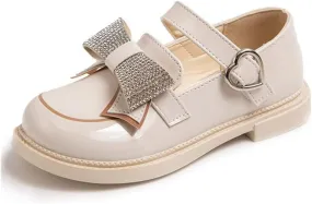 Little Girls Mary Jane Shoes Black White Party School Uniform Shoes for Girls Leather Princess Flower Dress Flats Shoes Toddler/Little Kid/Big Kid