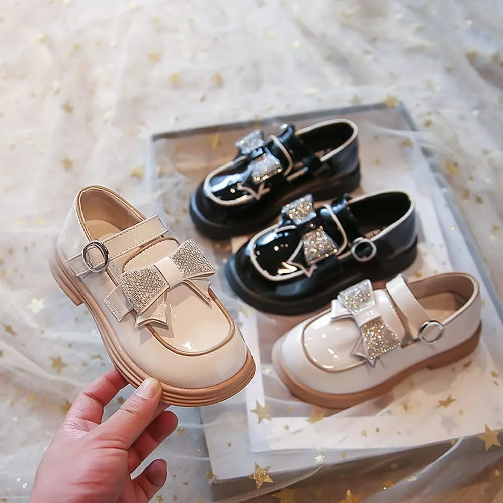 Little Girls Mary Jane Shoes Black White Party School Uniform Shoes for Girls Leather Princess Flower Dress Flats Shoes Toddler/Little Kid/Big Kid