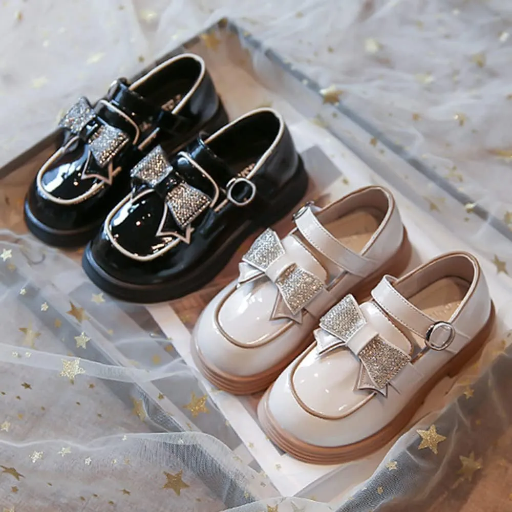 Little Girls Mary Jane Shoes Black White Party School Uniform Shoes for Girls Leather Princess Flower Dress Flats Shoes Toddler/Little Kid/Big Kid