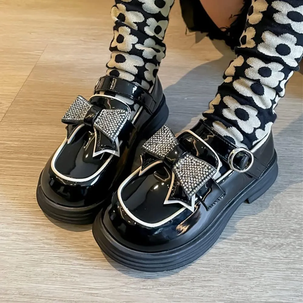 Little Girls Mary Jane Shoes Black White Party School Uniform Shoes for Girls Leather Princess Flower Dress Flats Shoes Toddler/Little Kid/Big Kid