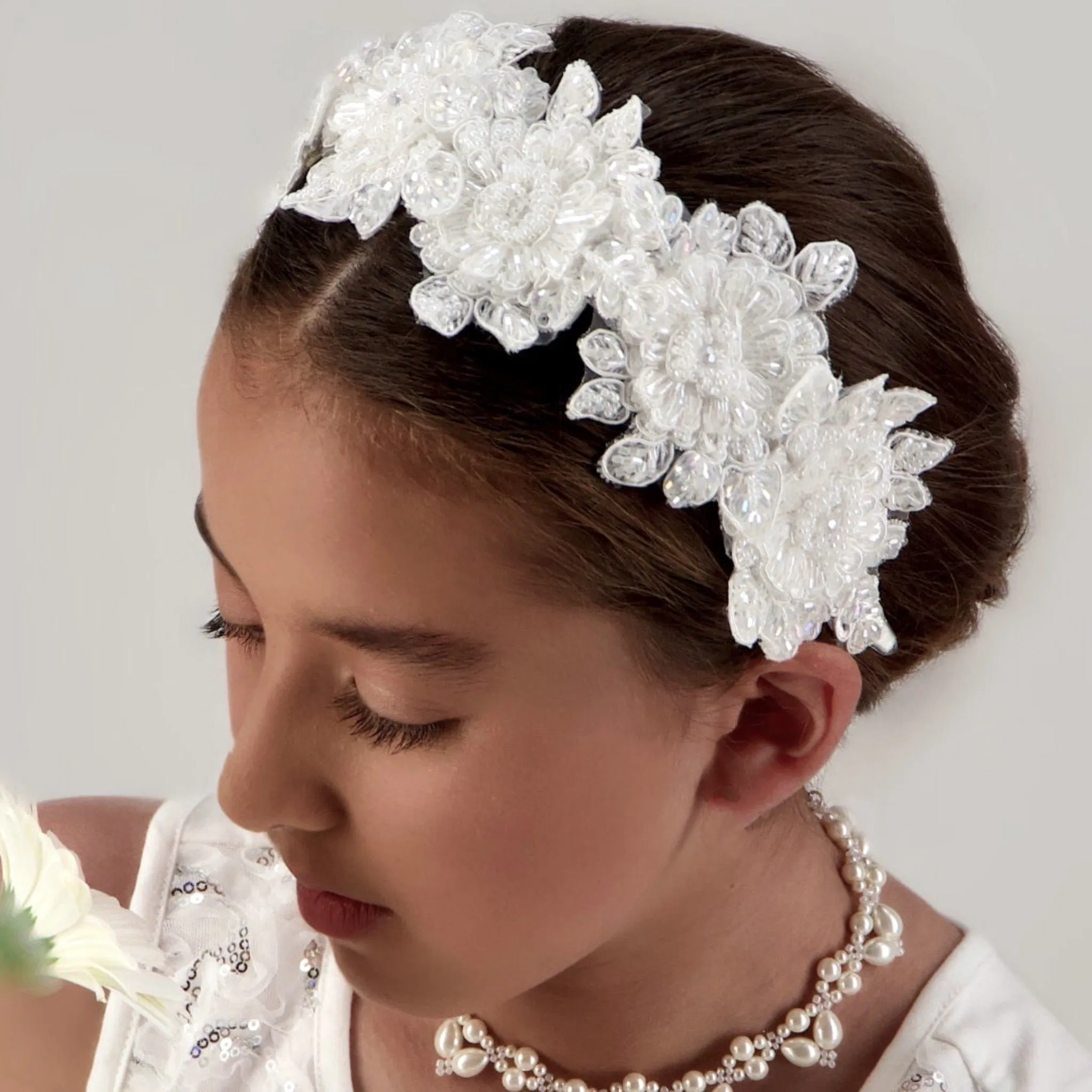 Luxury Hadraniel Girls Pink Crystal Flower Headband