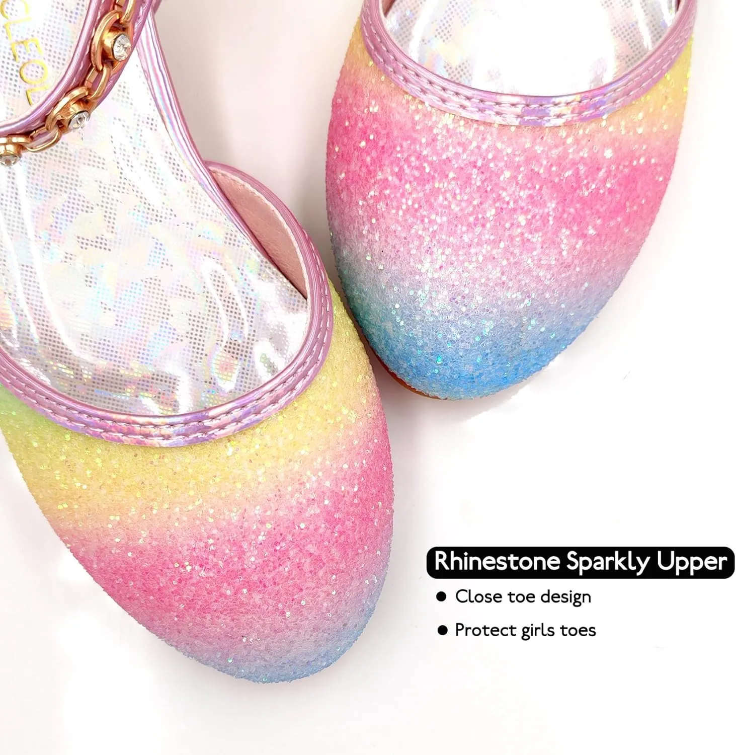 Mei MACLEOD Girls Dress Shoes Low Heel Princess Heels Sparkly with Pearl Bowknot for Wedding Party