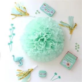 Mint tissue paper pom poms