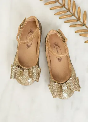 Miriam Flower Girl Flat in Gold