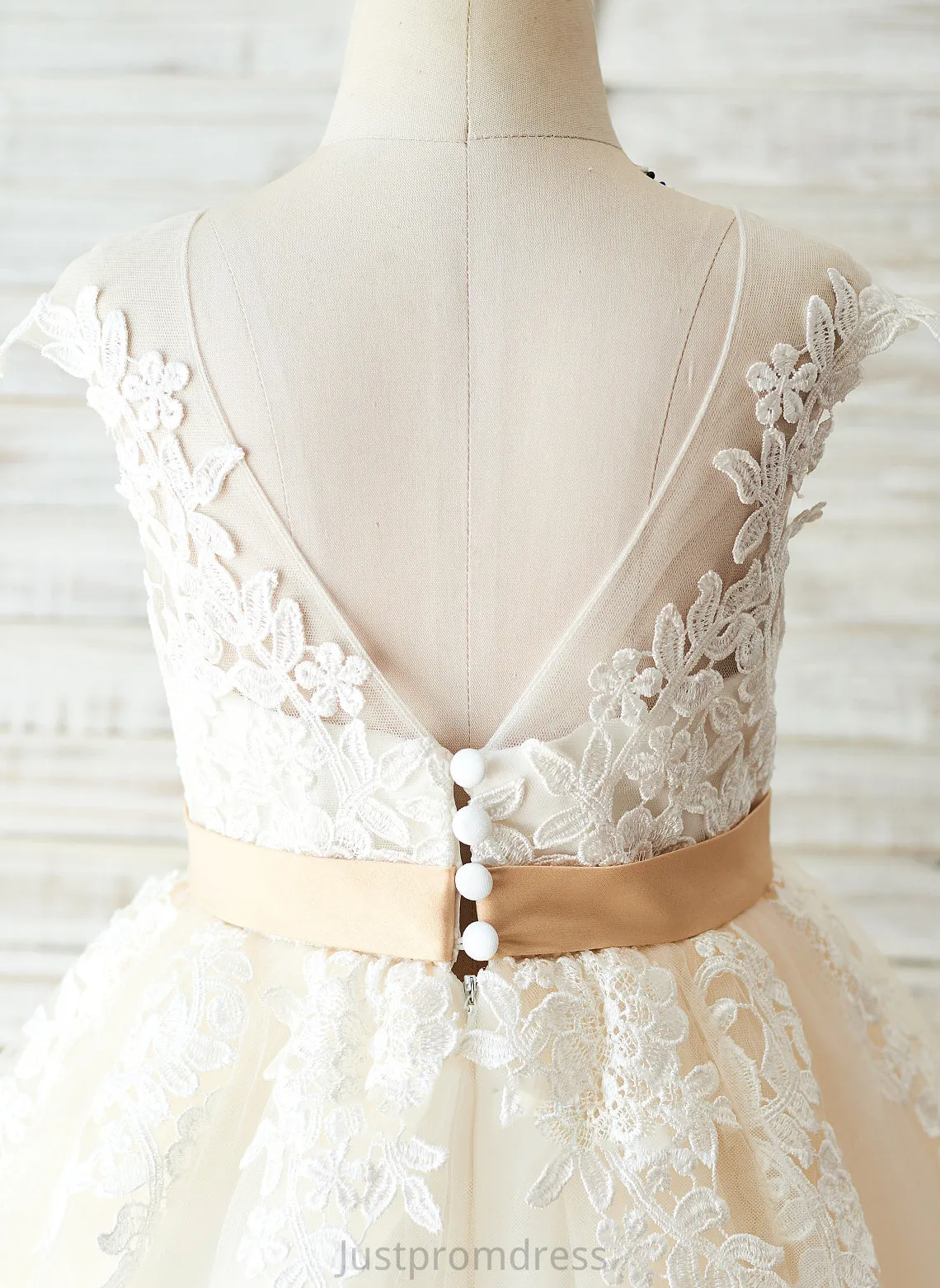 Neck Knee-length Sleeveless Flower Girl Dresses A-Line Ivy With Back Scoop Girl - Satin/Tulle/Lace Appliques/V Flower Dress