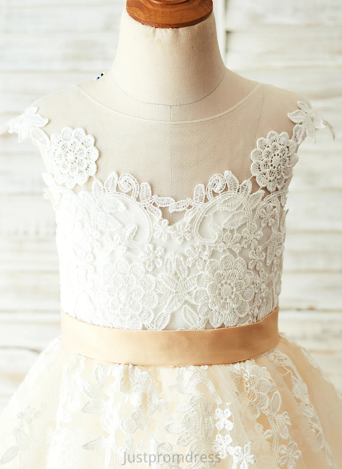Neck Knee-length Sleeveless Flower Girl Dresses A-Line Ivy With Back Scoop Girl - Satin/Tulle/Lace Appliques/V Flower Dress