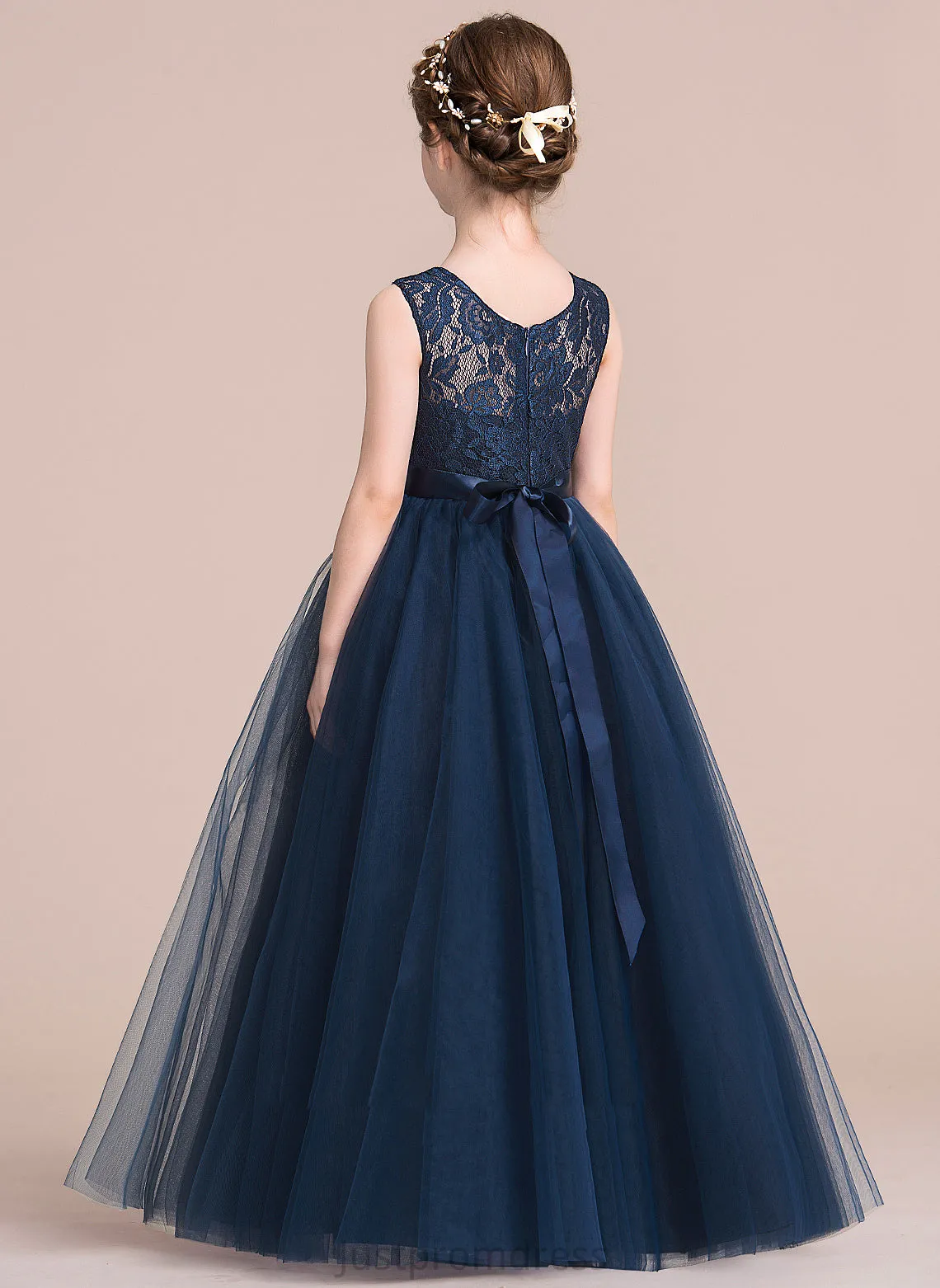 Neck Scoop Satin/Tulle/Lace Girl Flower Girl Dresses Dress - Martina Floor-length Sleeveless A-Line Flower