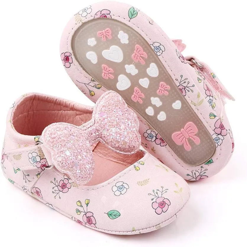 OAISNIT Baby Girl Shoes Mary Jane Flats Anti-Slip Princess Wedding Dress Infant Girl Soft Lightweight Crib Shoes