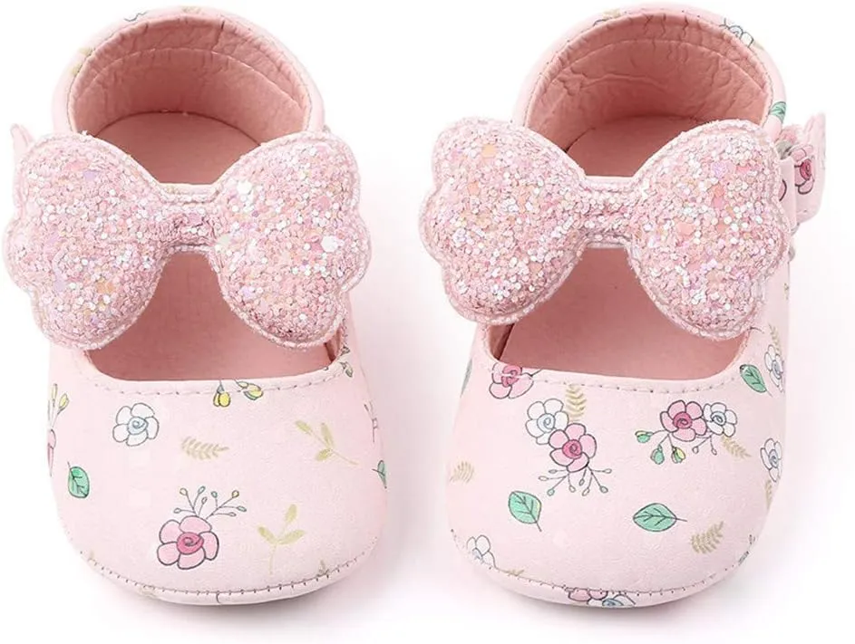 OAISNIT Baby Girl Shoes Mary Jane Flats Anti-Slip Princess Wedding Dress Infant Girl Soft Lightweight Crib Shoes