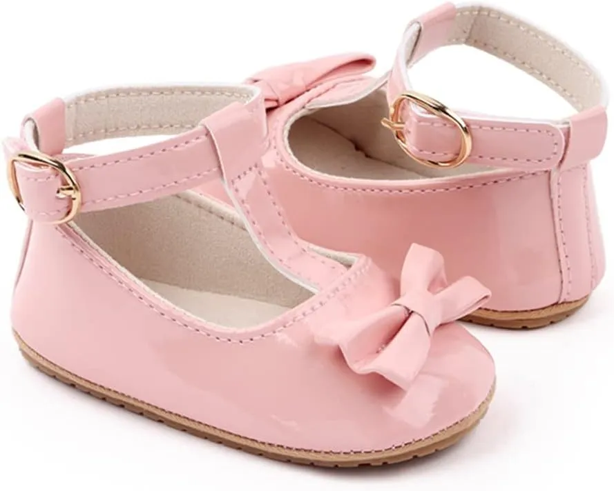 OAISNIT Baby Girl Shoes Mary Jane Flats Anti-Slip Princess Wedding Dress Infant Girl Soft Lightweight Crib Shoes