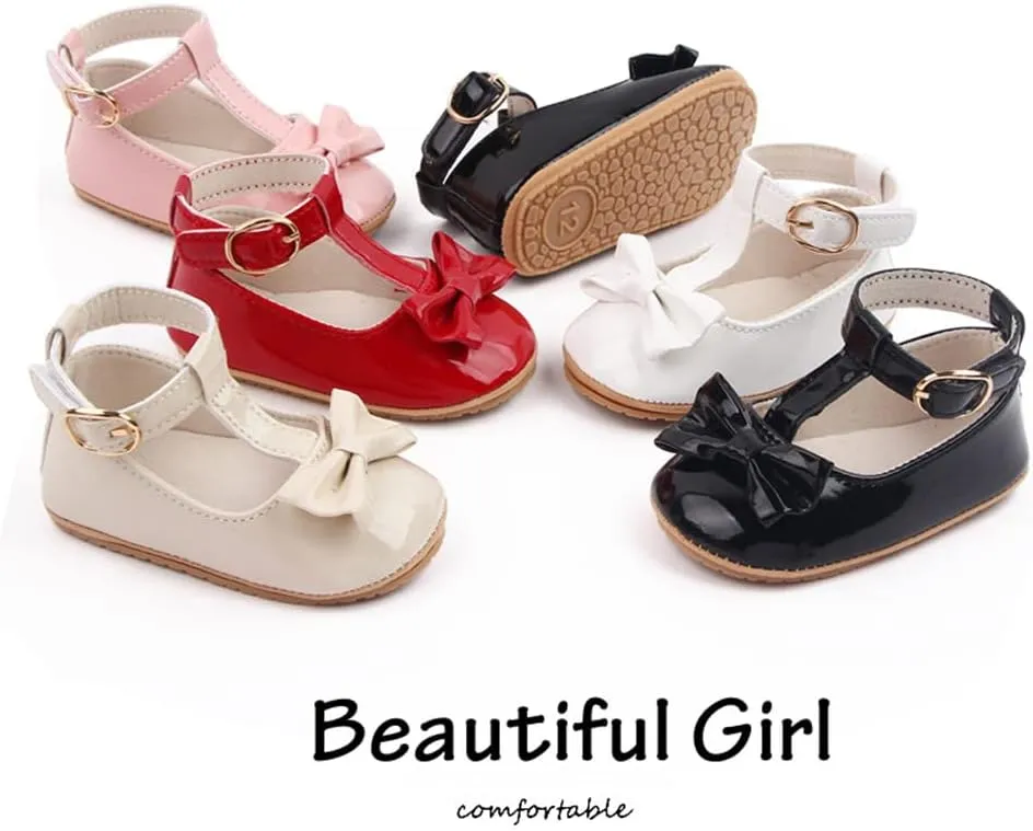 OAISNIT Baby Girl Shoes Mary Jane Flats Anti-Slip Princess Wedding Dress Infant Girl Soft Lightweight Crib Shoes