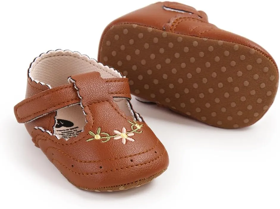 Ohwawadi Infant Baby Girl Shoes Baby Mary Jane Flats Princess Wedding Dress Shoes Crib Shoe for Newborns, Infants, Babies, and Toddlers