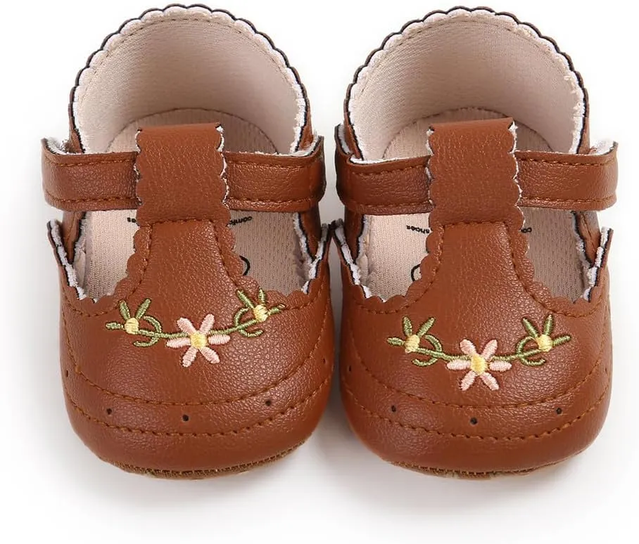 Ohwawadi Infant Baby Girl Shoes Baby Mary Jane Flats Princess Wedding Dress Shoes Crib Shoe for Newborns, Infants, Babies, and Toddlers