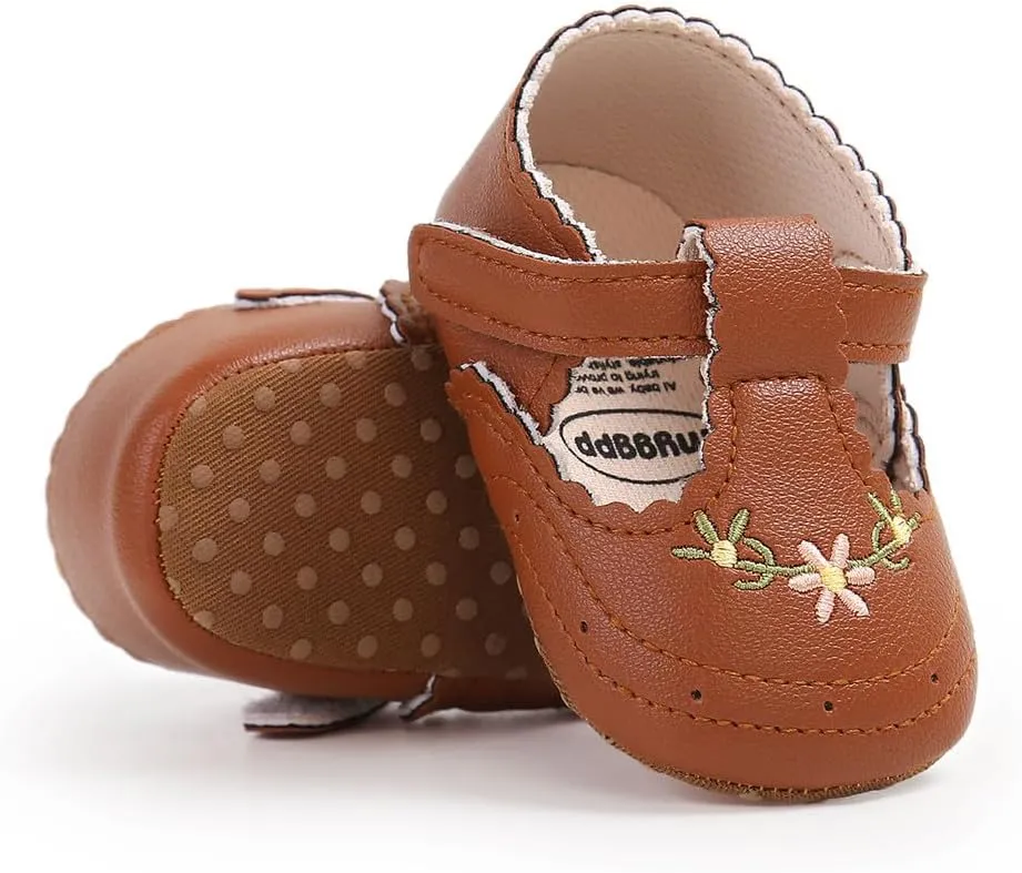 Ohwawadi Infant Baby Girl Shoes Baby Mary Jane Flats Princess Wedding Dress Shoes Crib Shoe for Newborns, Infants, Babies, and Toddlers