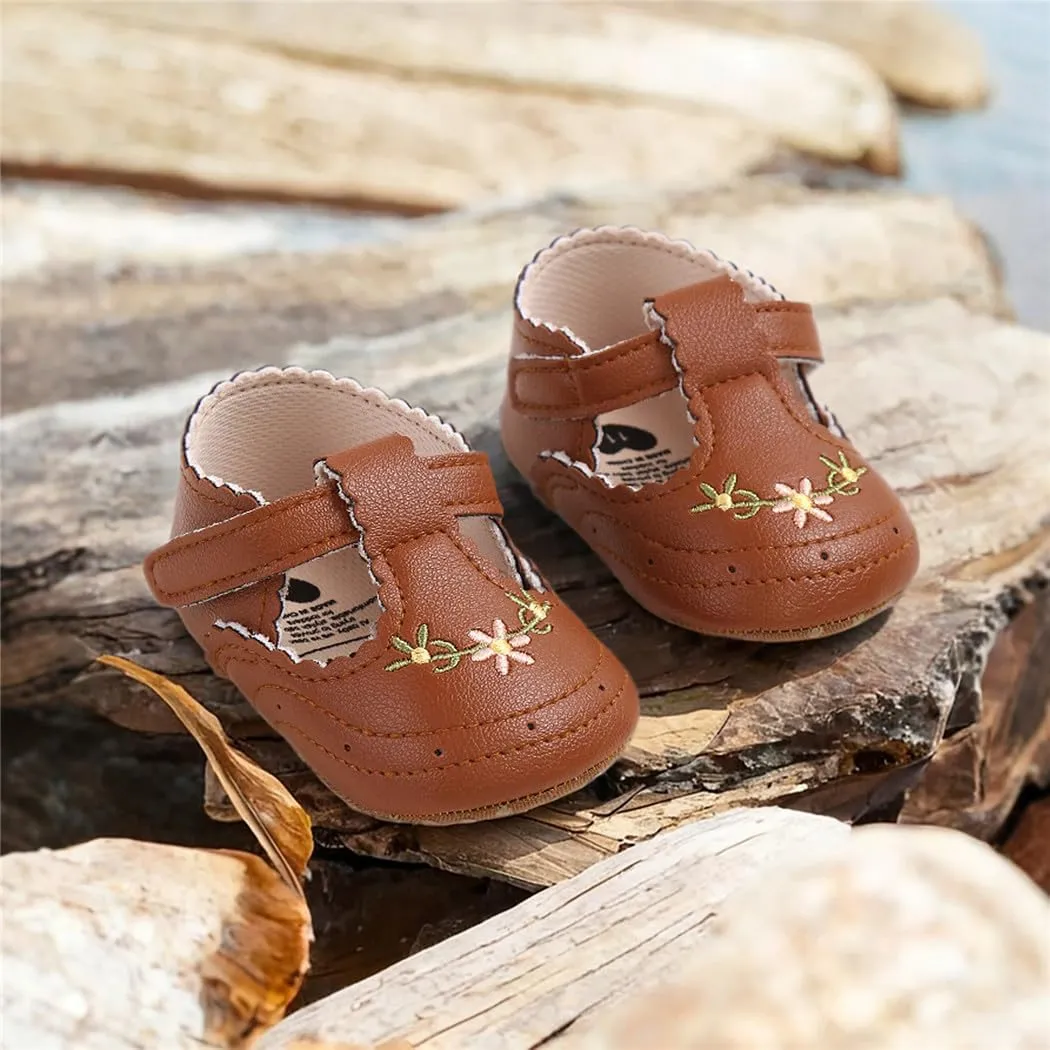 Ohwawadi Infant Baby Girl Shoes Baby Mary Jane Flats Princess Wedding Dress Shoes Crib Shoe for Newborns, Infants, Babies, and Toddlers