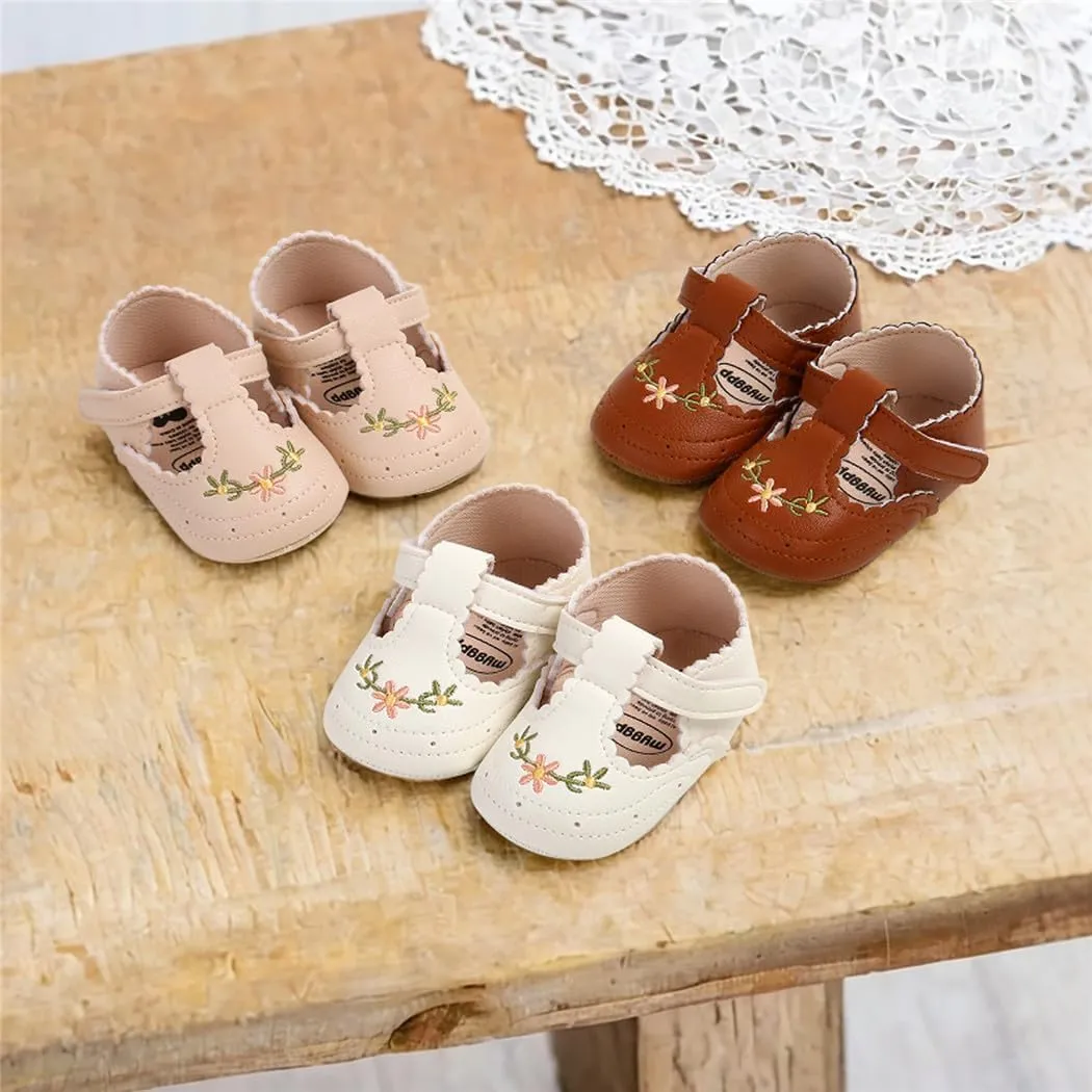 Ohwawadi Infant Baby Girl Shoes Baby Mary Jane Flats Princess Wedding Dress Shoes Crib Shoe for Newborns, Infants, Babies, and Toddlers