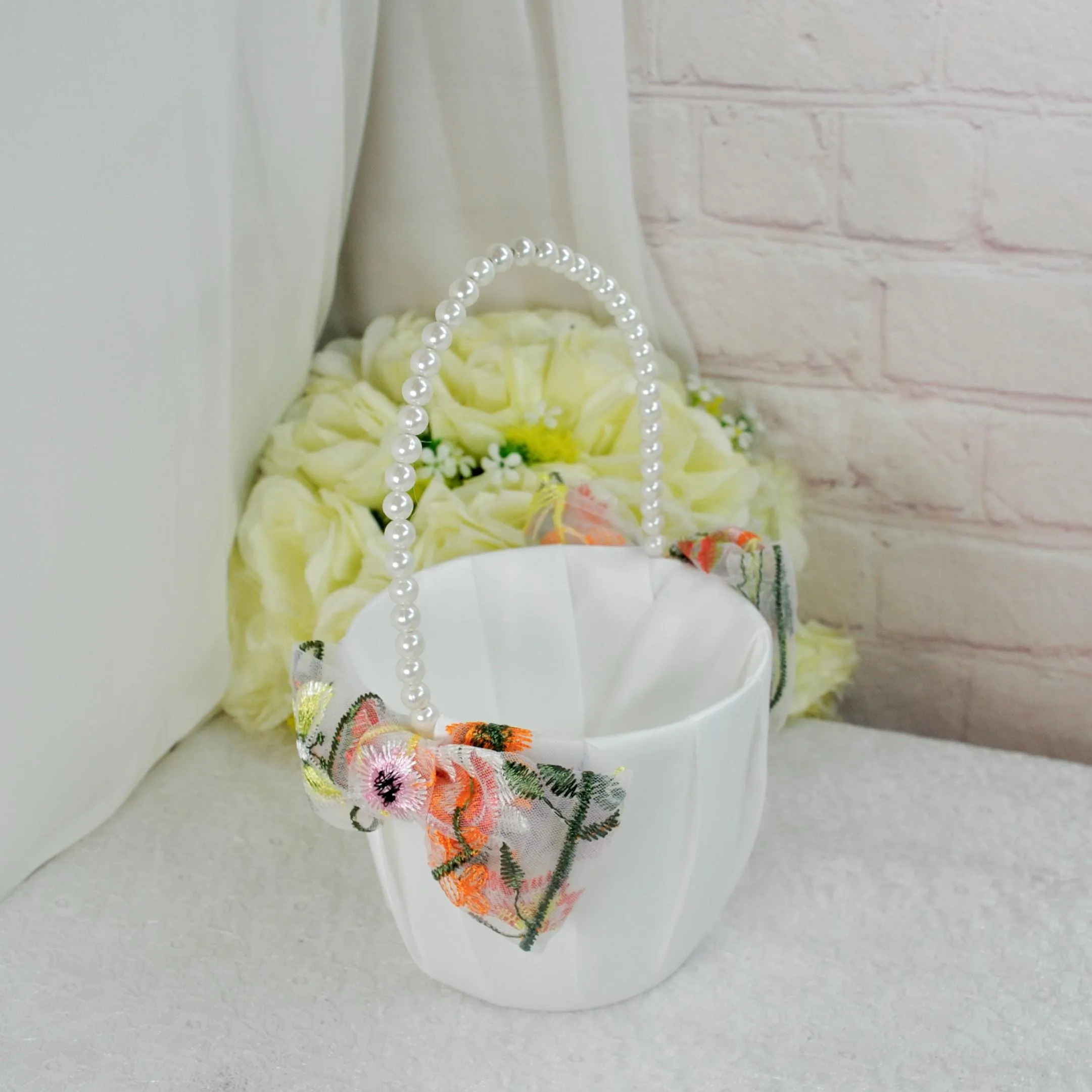 Orange Secret Garden Flower Girl Basket