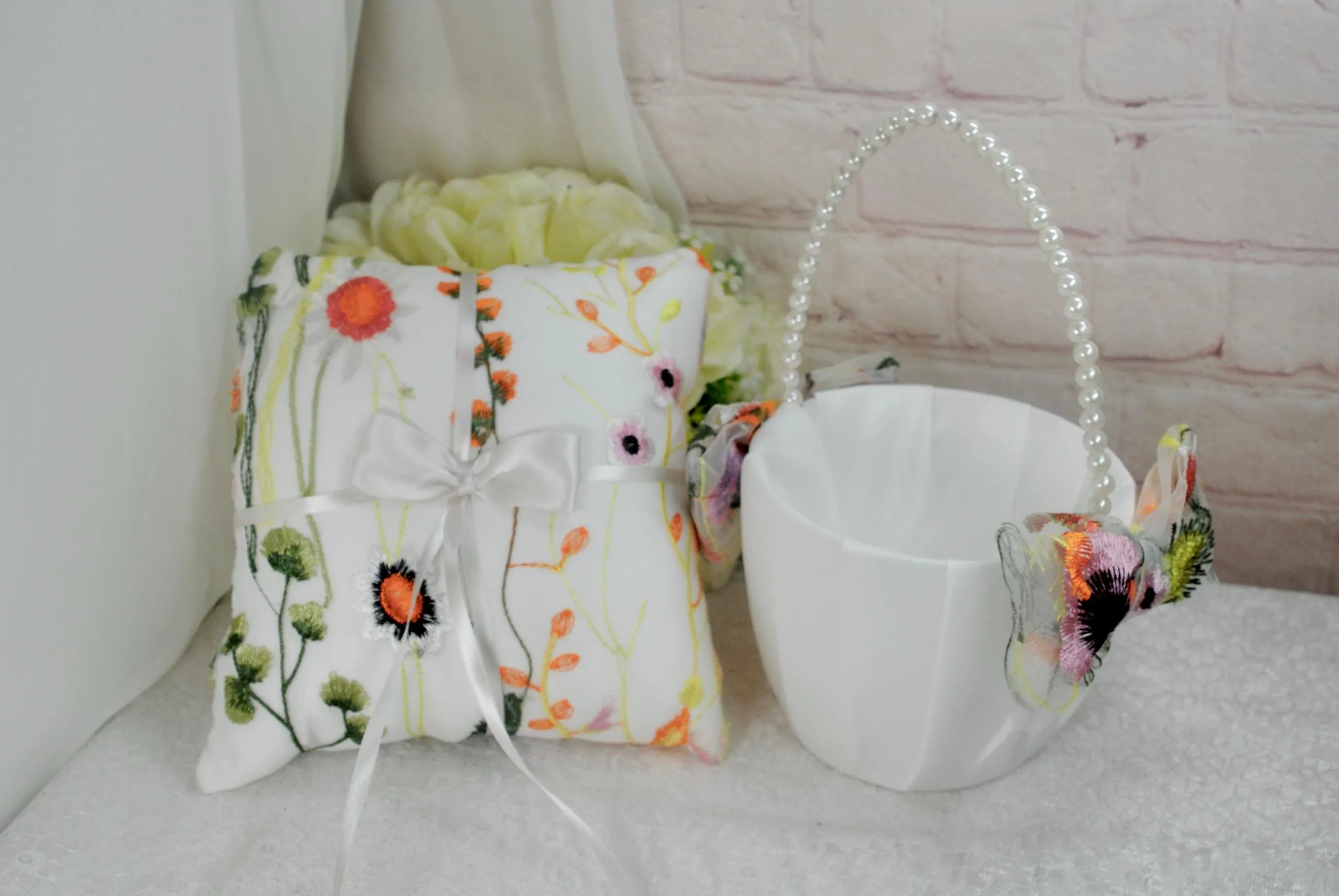 Orange Secret Garden Flower Girl Basket