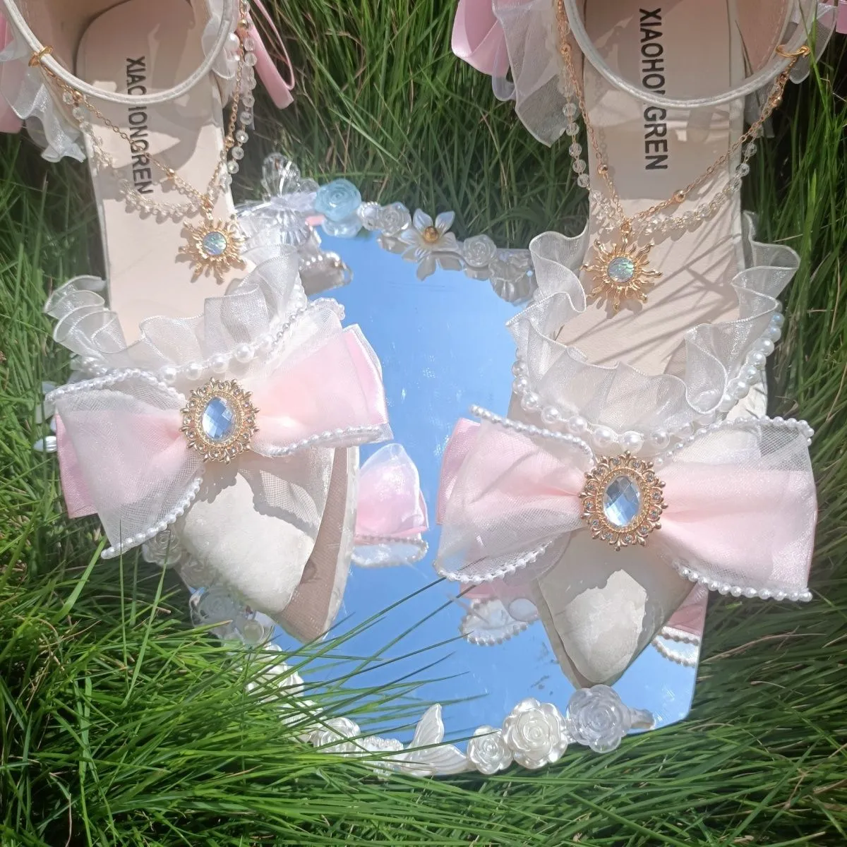 Original bride high heels lolita pink blue stiletto