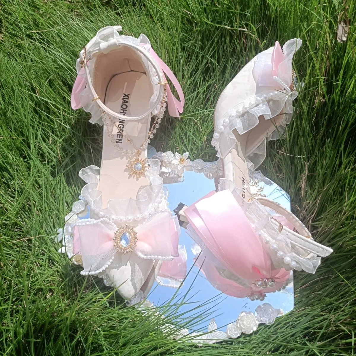 Original bride high heels lolita pink blue stiletto