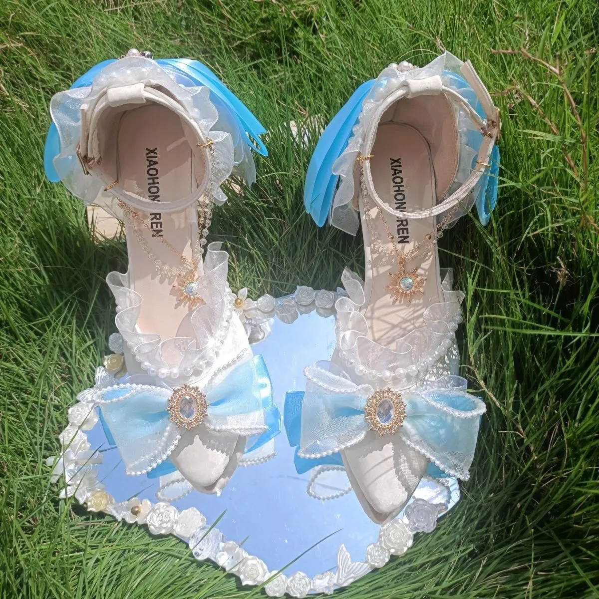 Original bride high heels lolita pink blue stiletto