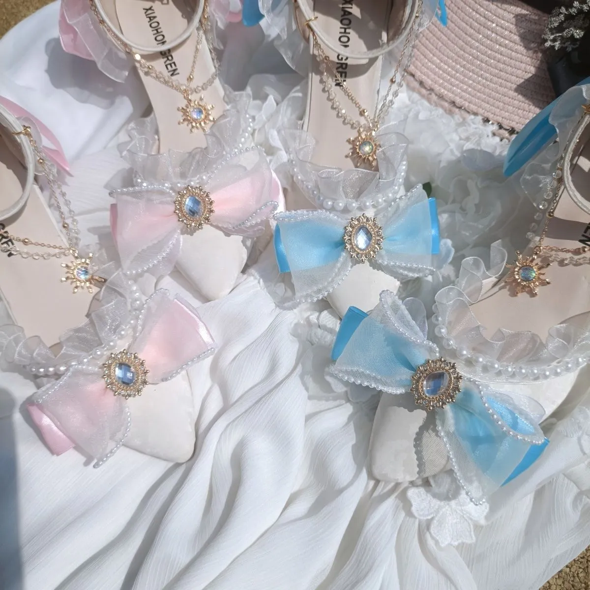 Original bride high heels lolita pink blue stiletto